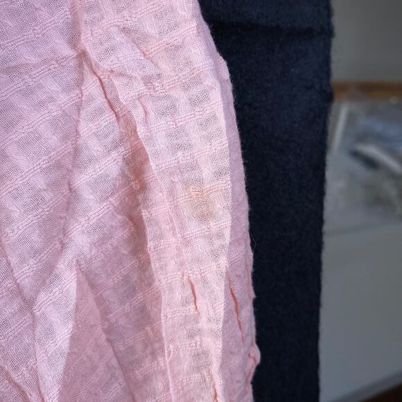 LC Lauren Conrad Womens Blouse Blush Pink Checkered Lined Long Sleeve Flowy L - Picture 11 of 14